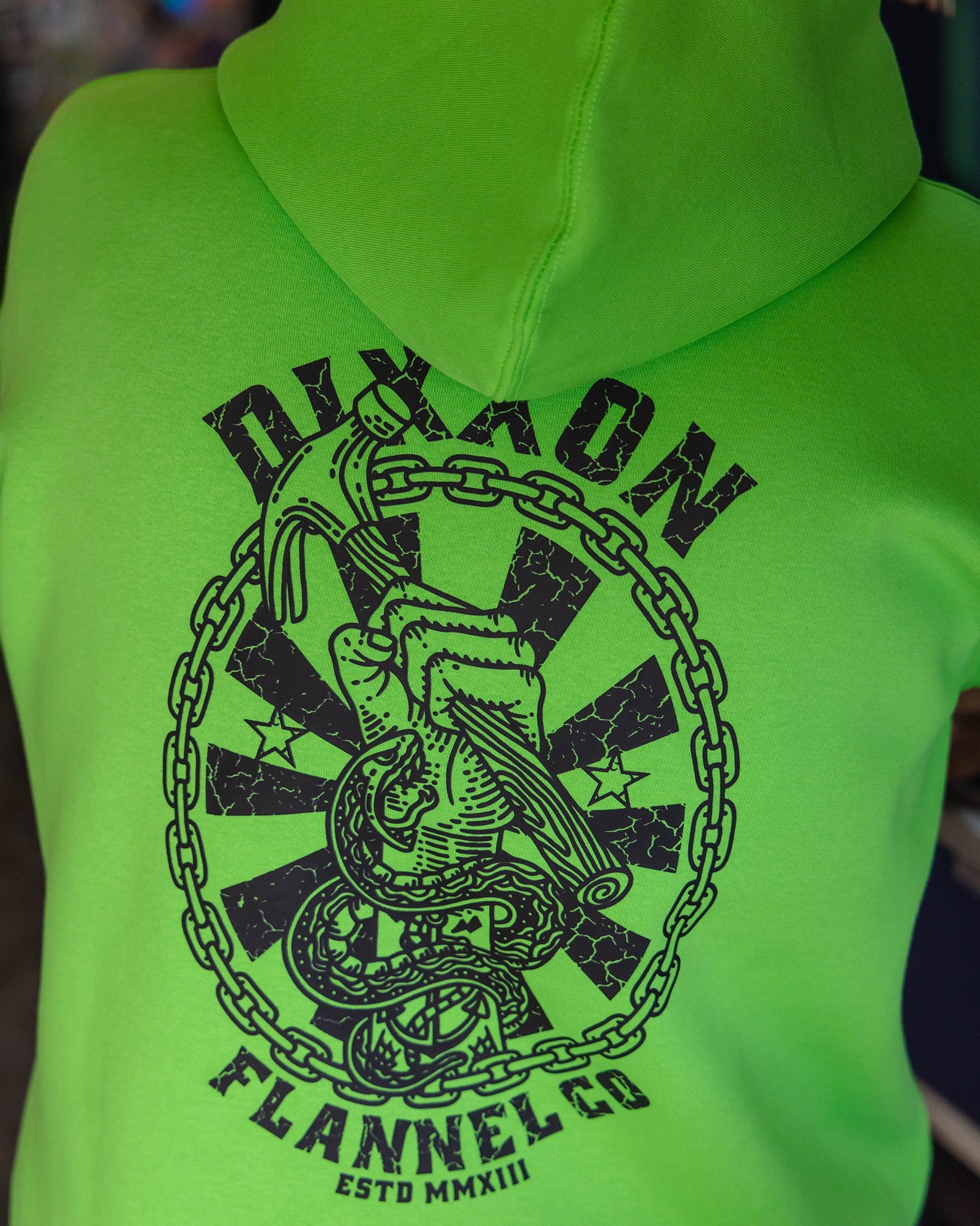 Black Hammersnake Pullover Hoodie - Safety Green | Dixxon Flannel Co.