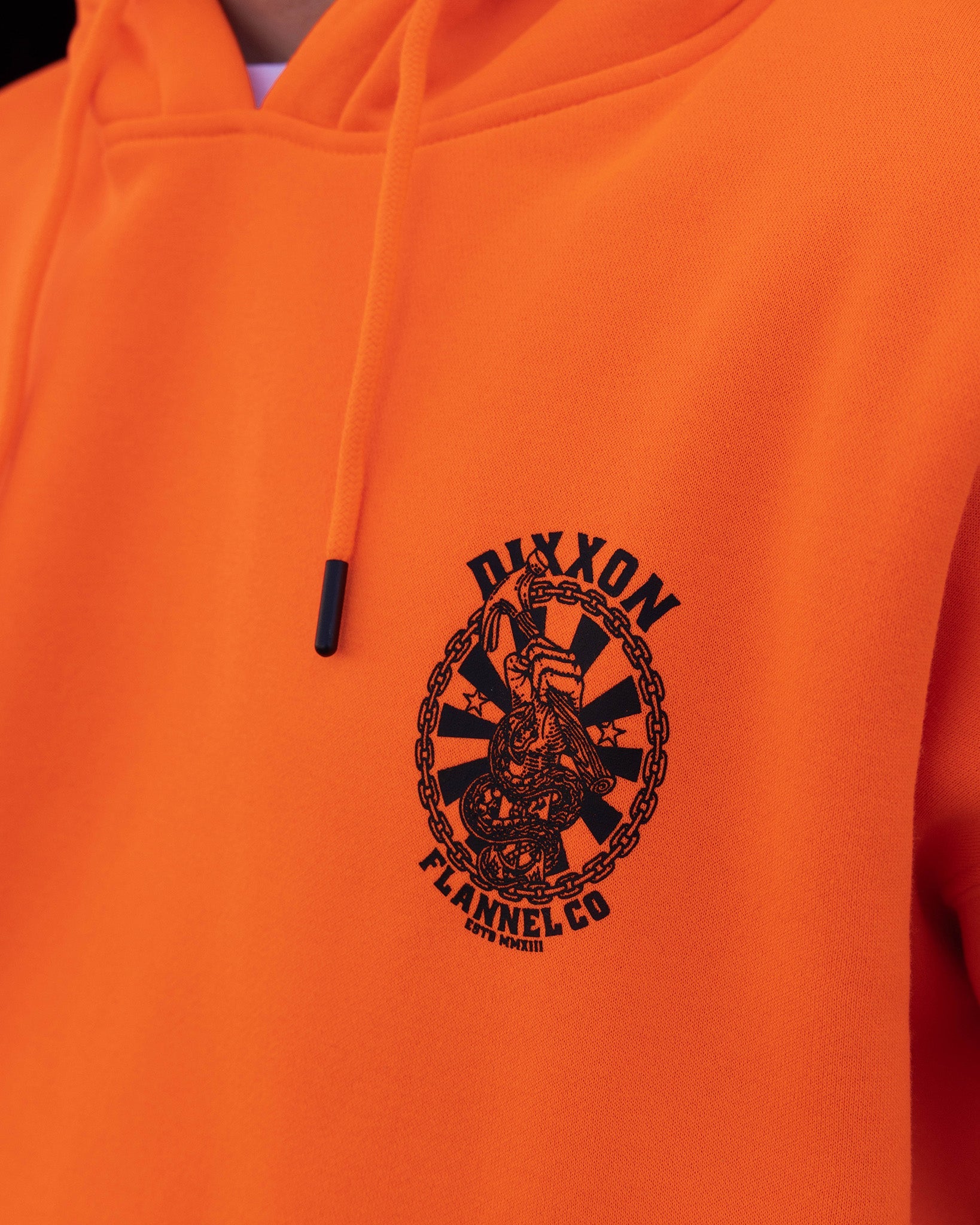 Black Hammersnake Pullover Hoodie - Safety Orange | Dixxon Flannel Co.