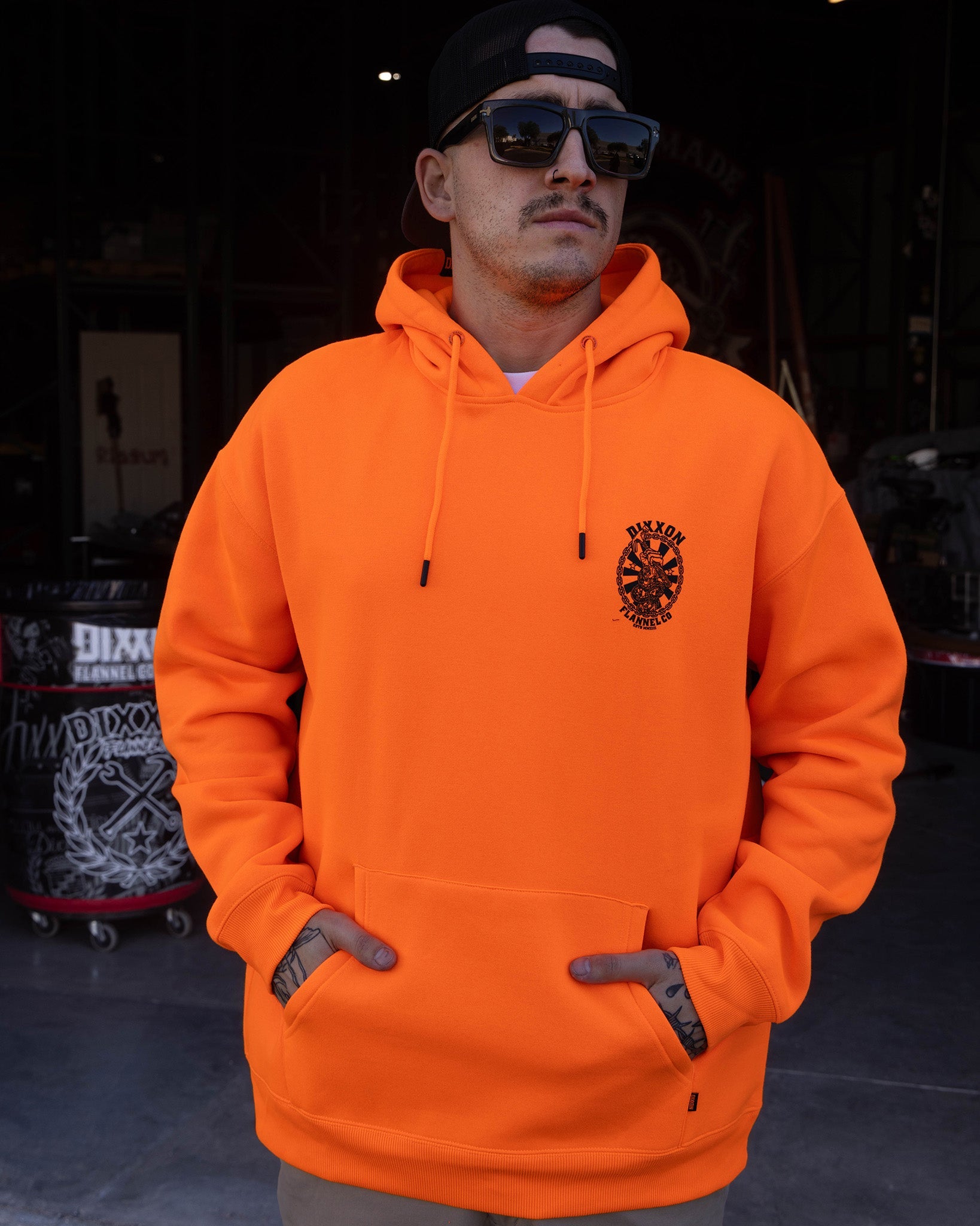 Black Hammersnake Pullover Hoodie - Safety Orange | Dixxon Flannel Co. Black Hammersnake Pullover Hoodie - Safety Orange | Dixxon Flannel Co.