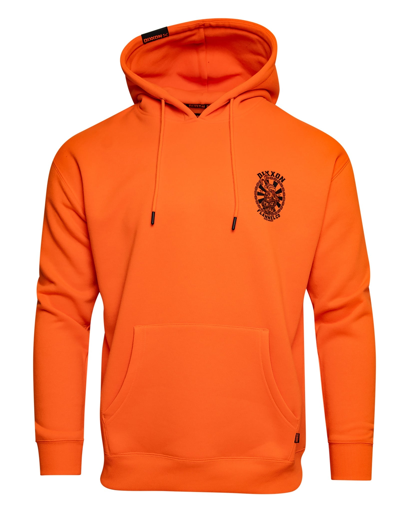 Black Hammersnake Pullover Hoodie - Safety Orange - Dixxon Flannel Co.