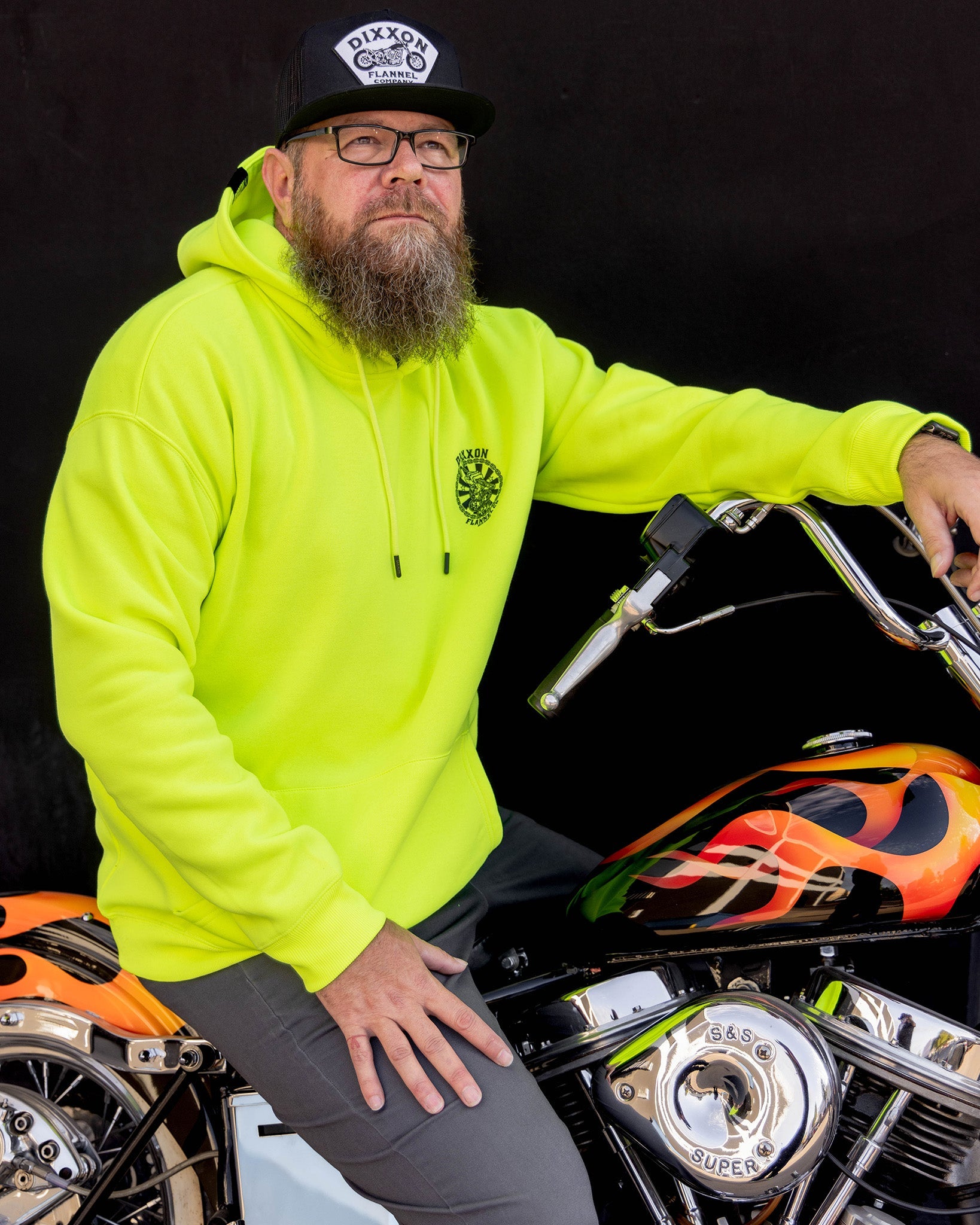 Black Hammersnake Pullover Hoodie - Safety Yellow - Dixxon Flannel Co.