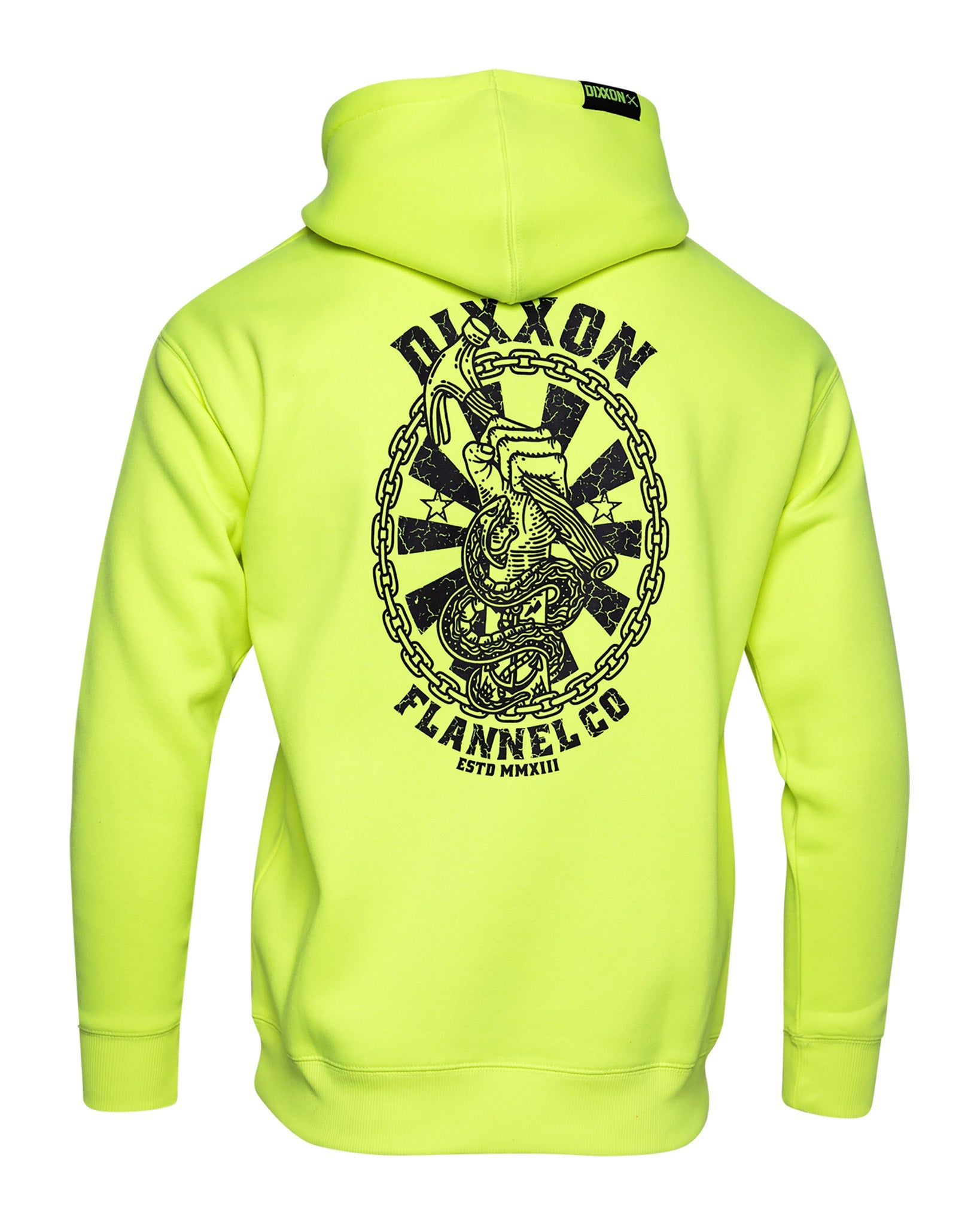 Black Hammersnake Pullover Hoodie - Safety Yellow - Dixxon Flannel Co.