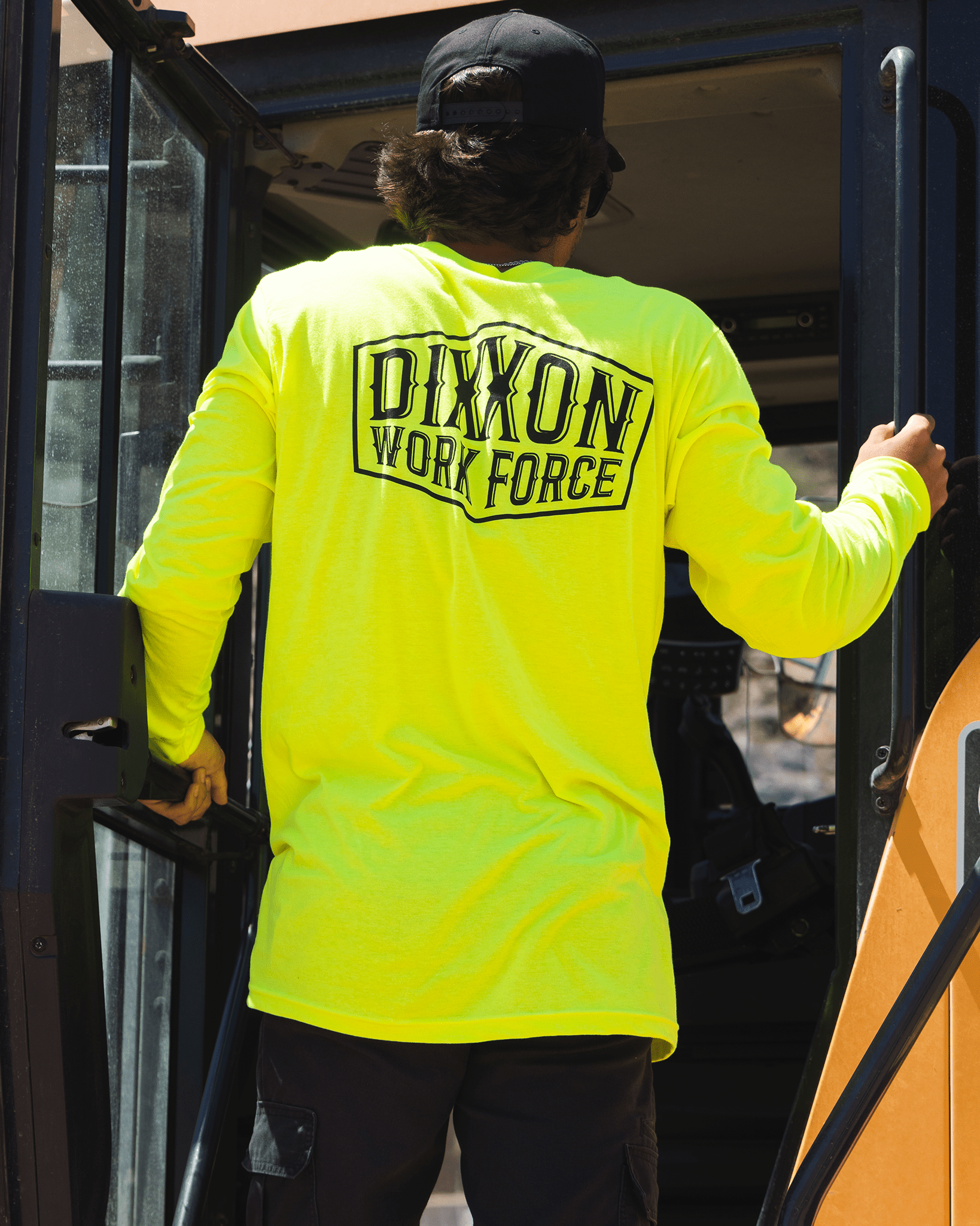 Black Hex Workforce Long Sleeve T-Shirt - Safety Yellow - Dixxon Flannel Co. view 2