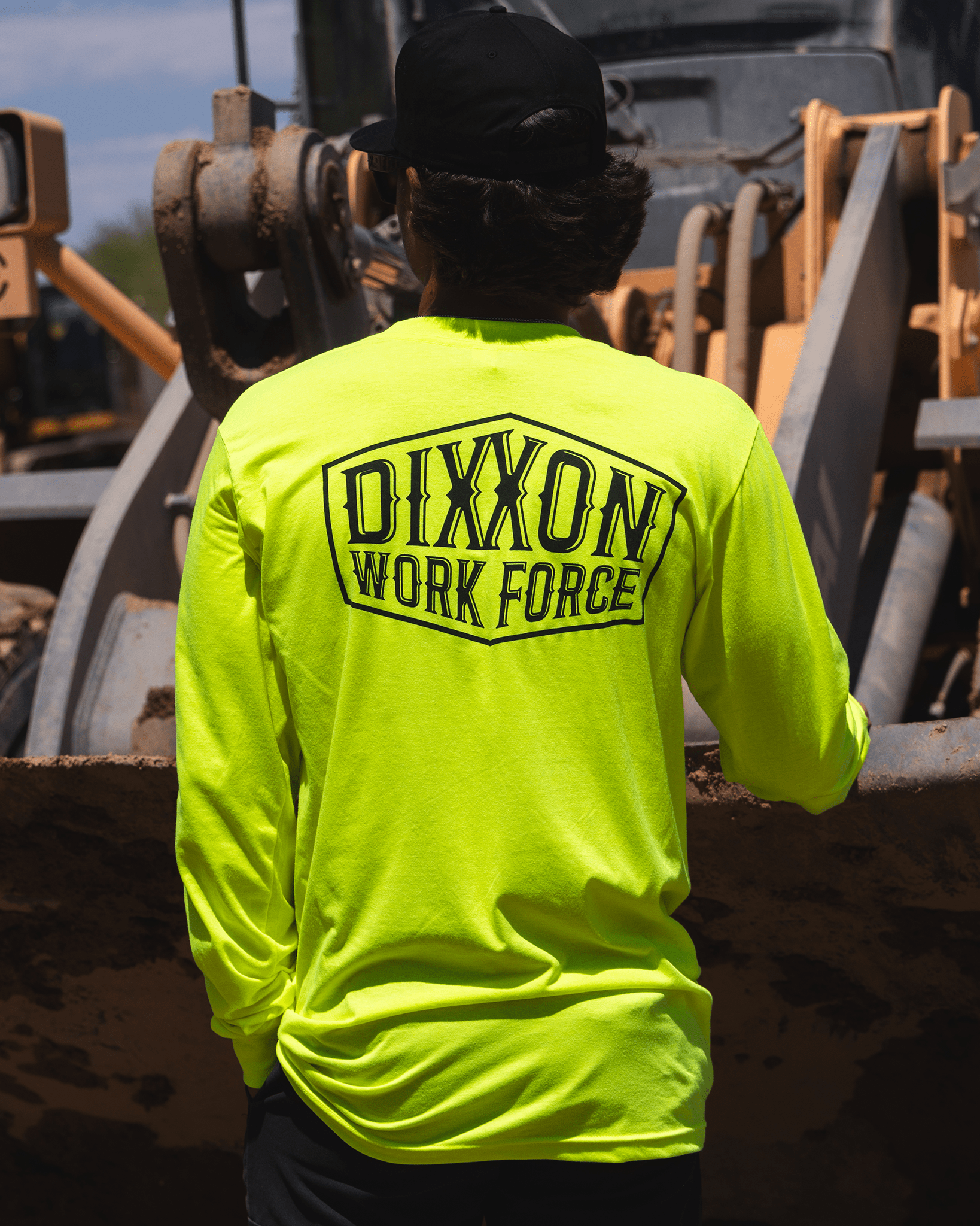 Black Hex Workforce Long Sleeve T-Shirt - Safety Yellow - Dixxon Flannel Co. view 1