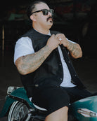 Black Hills Perforated Leather Vest - Black - Dixxon Flannel Co.