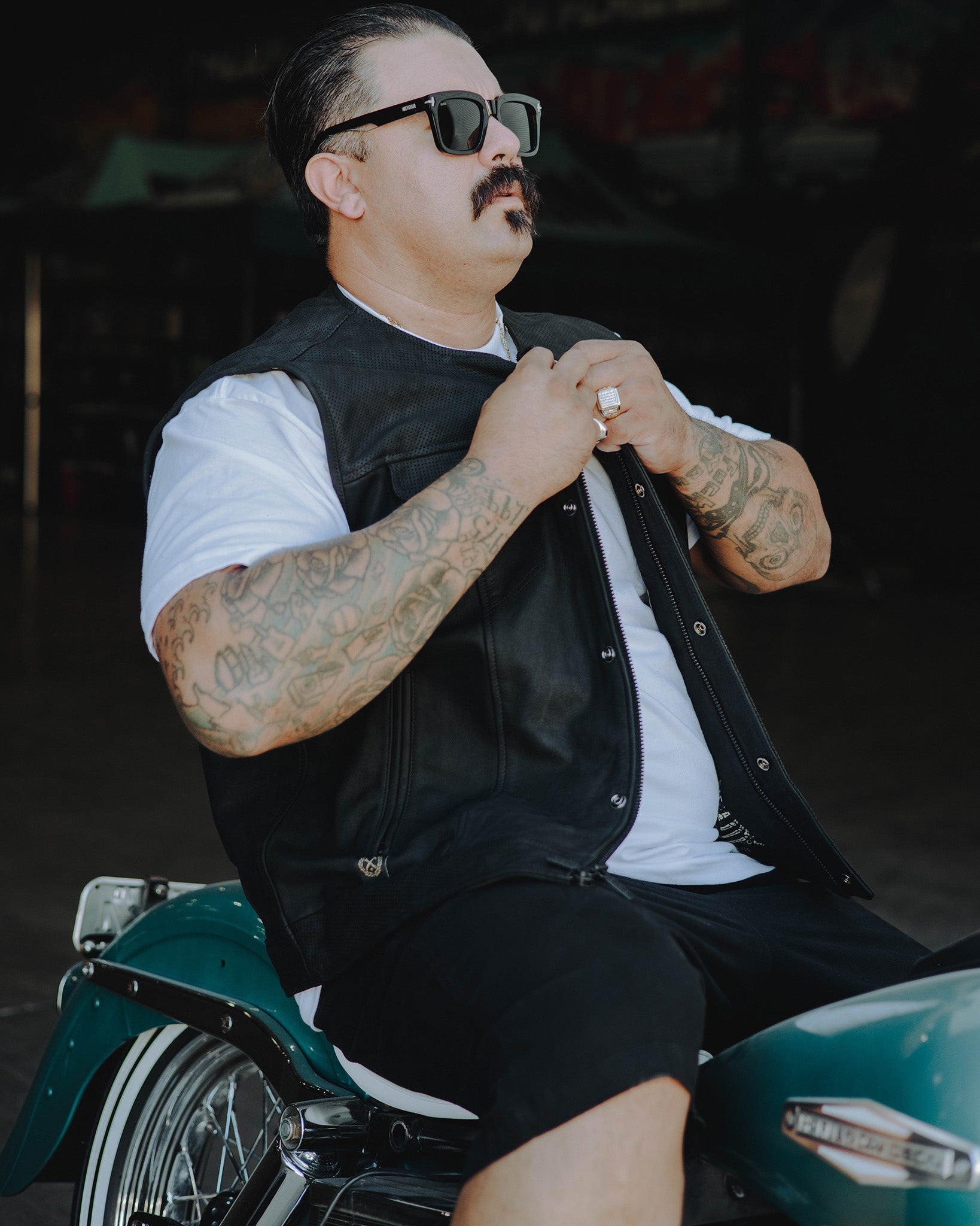 Black Hills Perforated Leather Vest - Black - Dixxon Flannel Co.