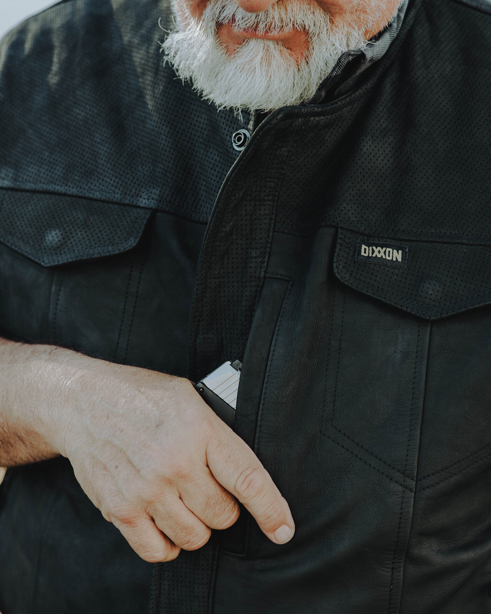 Black Hills Perforated Leather Vest - Black - Dixxon Flannel Co.