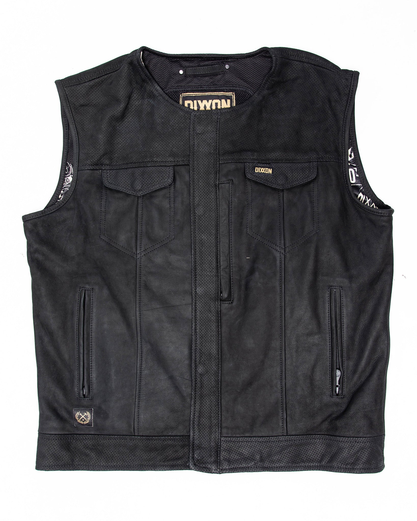 Black Hills Perforated Leather Vest - Black - Dixxon Flannel Co.