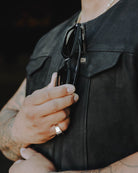 Black Hills Perforated Leather Vest - Black - Dixxon Flannel Co.
