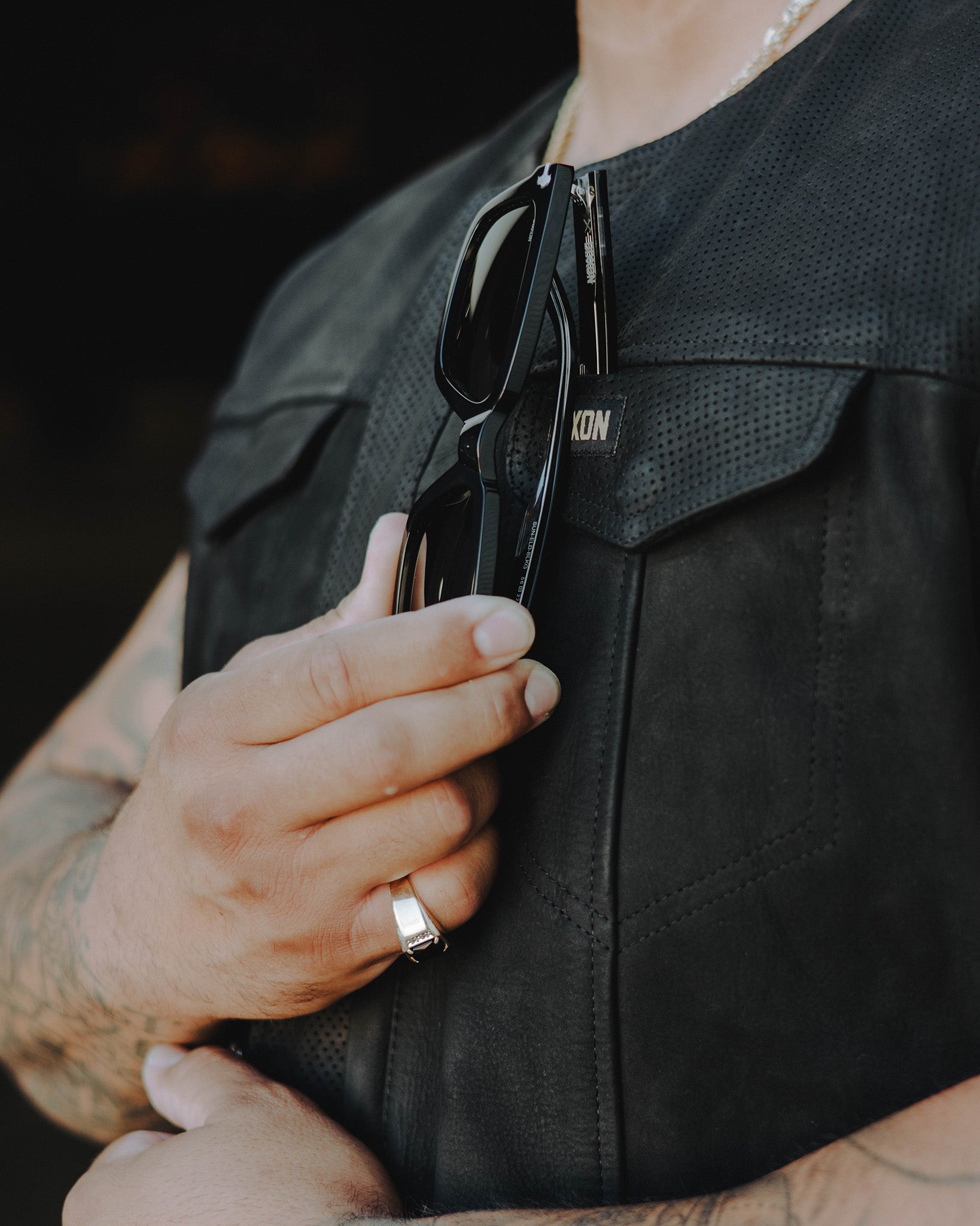 Black Hills Perforated Leather Vest - Black - Dixxon Flannel Co.