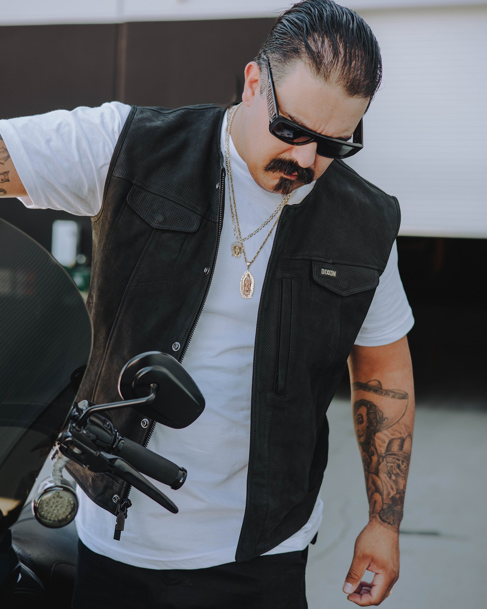 Black Hills Perforated Leather Vest - Black - Dixxon Flannel Co.