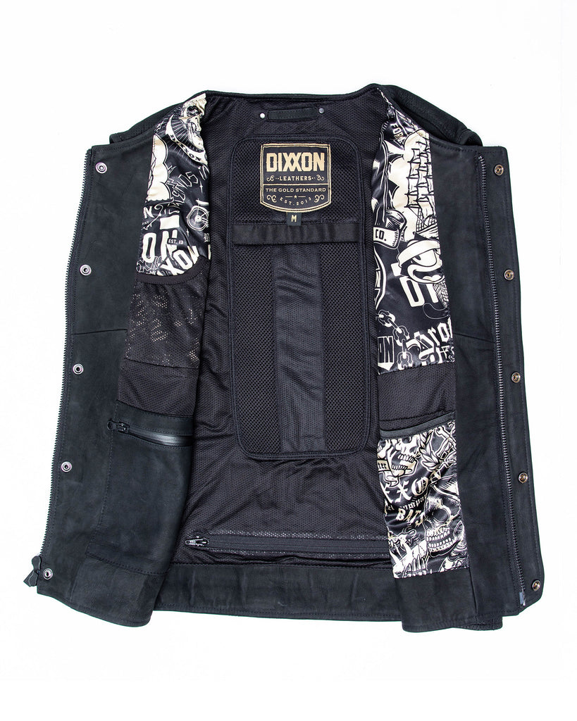 Black Hills Perforated Leather Vest - Black - Dixxon Flannel Co.