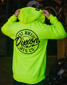 Black MFG Badge Zip Up Hoodie - Safety Yellow - Dixxon Flannel Co.