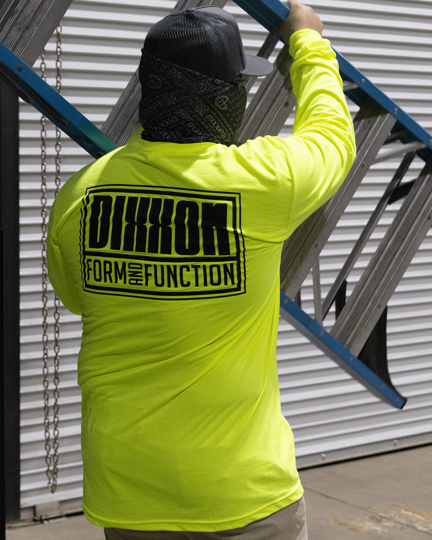 Black Modular Long Sleeve T-Shirt - Safety Yellow - Dixxon Flannel Co. view 4