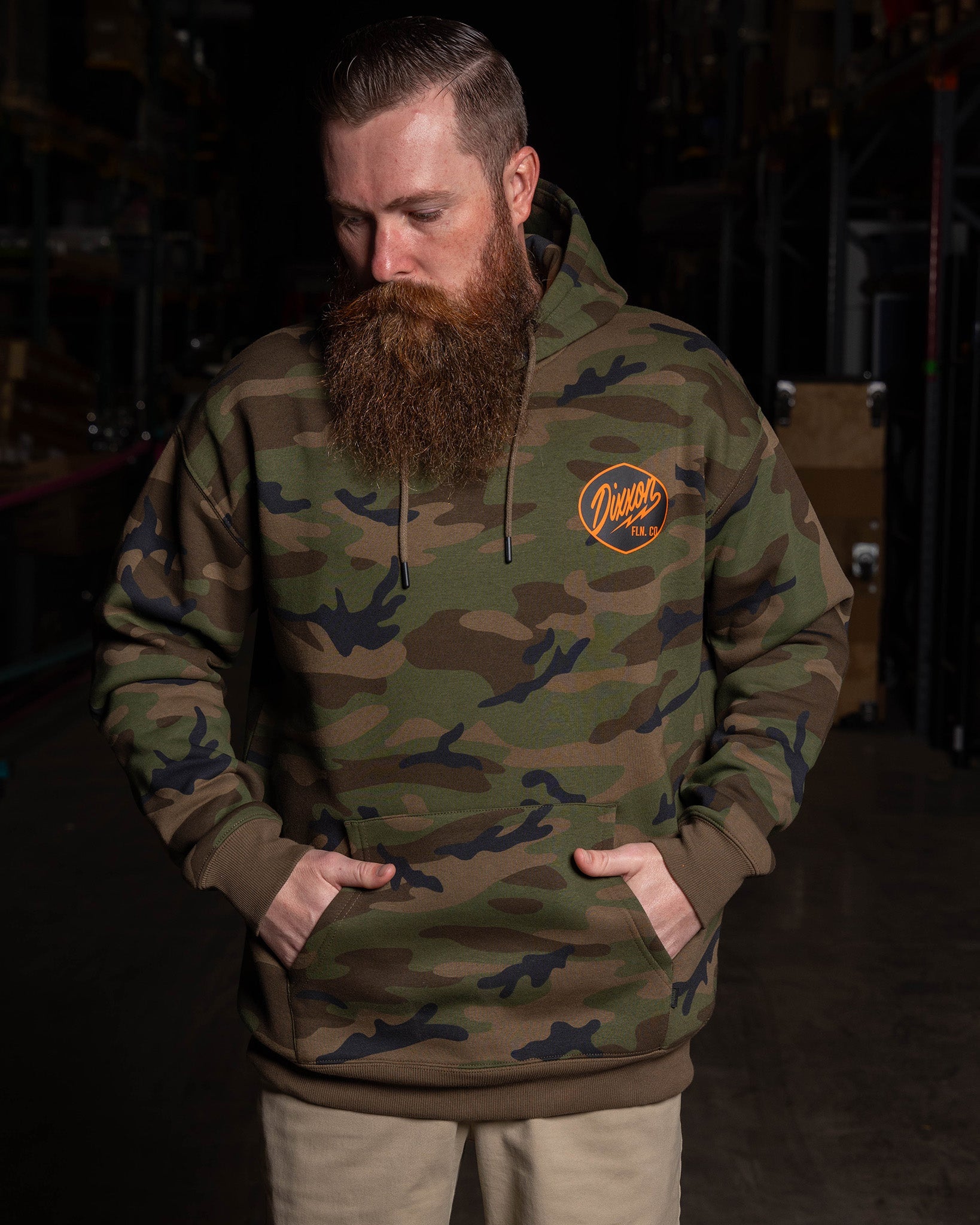 Dixxon's Black & Orange Esso Hoodie - Green Camo | Shop Now