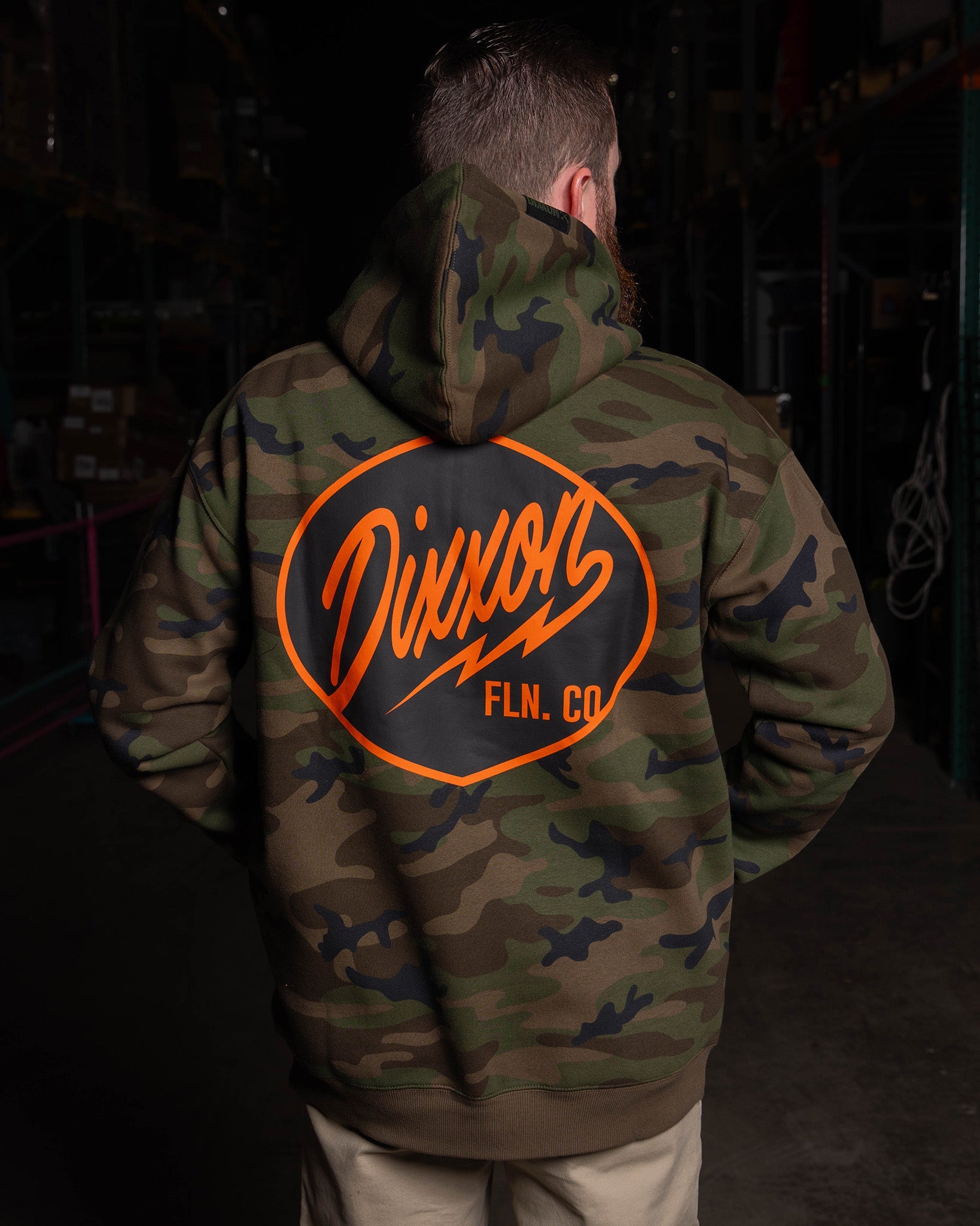Dixxon's Black & Orange Esso Hoodie - Green Camo | Shop Now