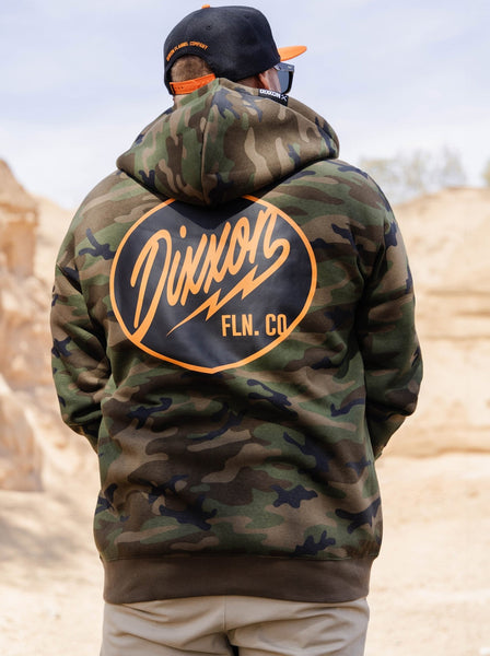 Dixxon Black & Orange Camo Zip Up Hoodie | Shop Now | 2025