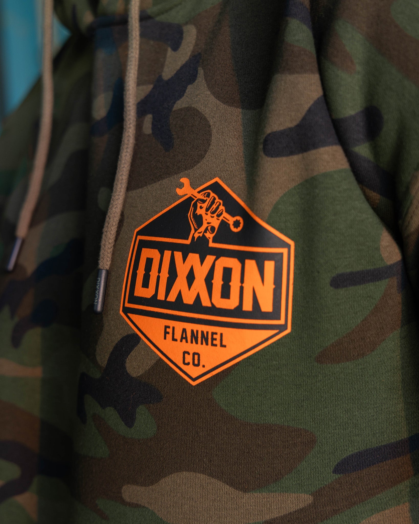 Black & Orange Working Class Logo Pullover Hoodie - Green Camo - Dixxon Flannel Co.