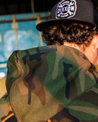 Black & Orange Working Class Logo Pullover Hoodie - Green Camo - Dixxon Flannel Co.