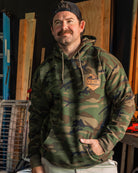 Black & Orange Working Class Logo Pullover Hoodie - Green Camo - Dixxon Flannel Co.