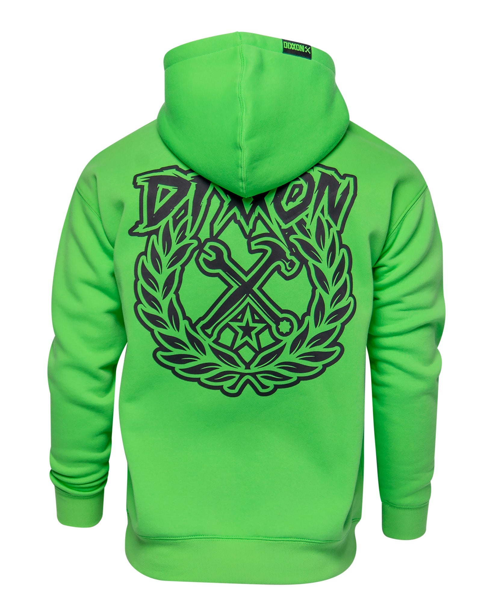 Black Party Crest Pullover Hoodie - Safety Green | Dixxon Flannel Co.