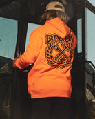 Black Party Crest Pullover Hoodie - Safety Orange - Dixxon Flannel Co.