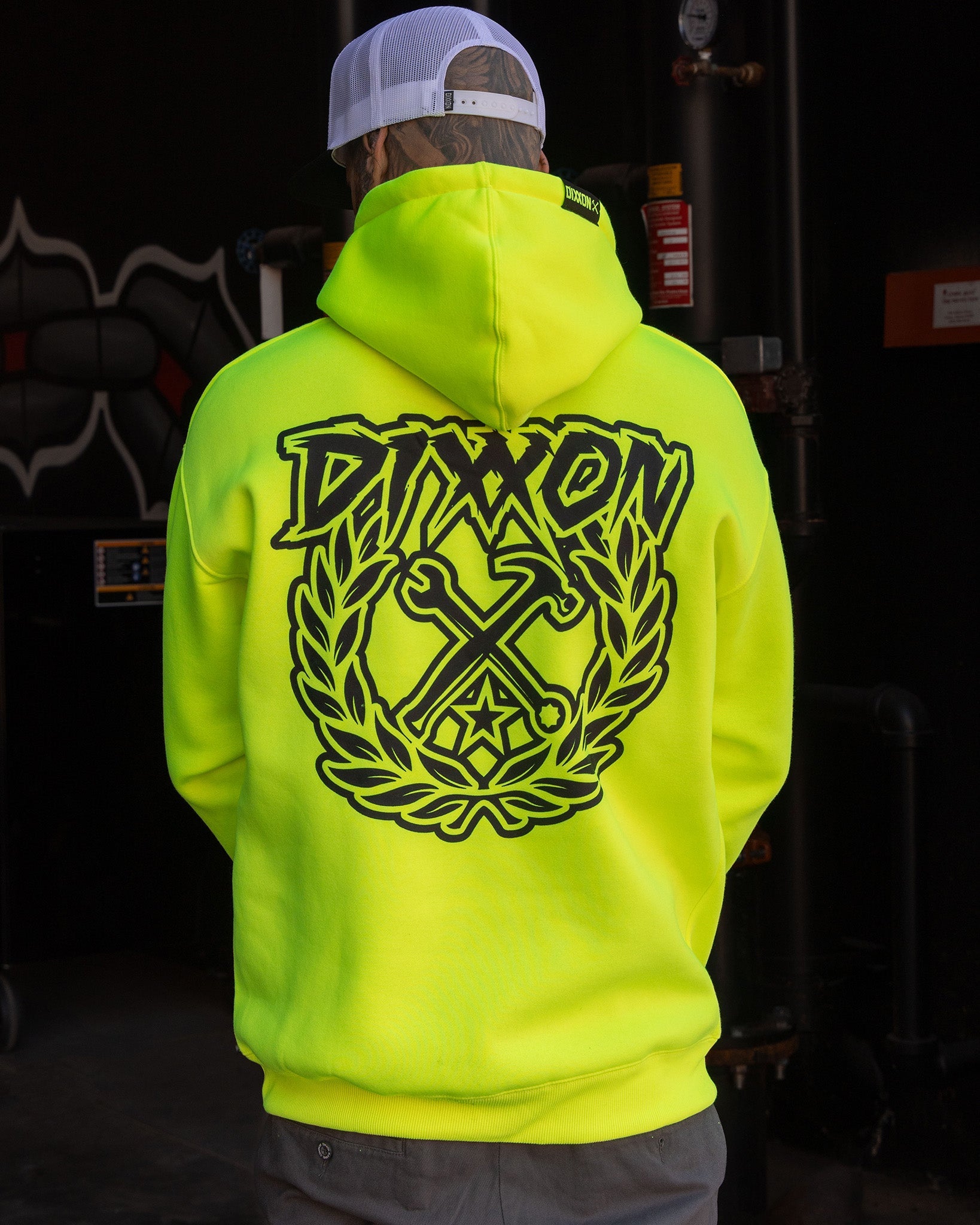 Dixxon Black Party Crest Hoodie - Safety Yellow: Shop Now!