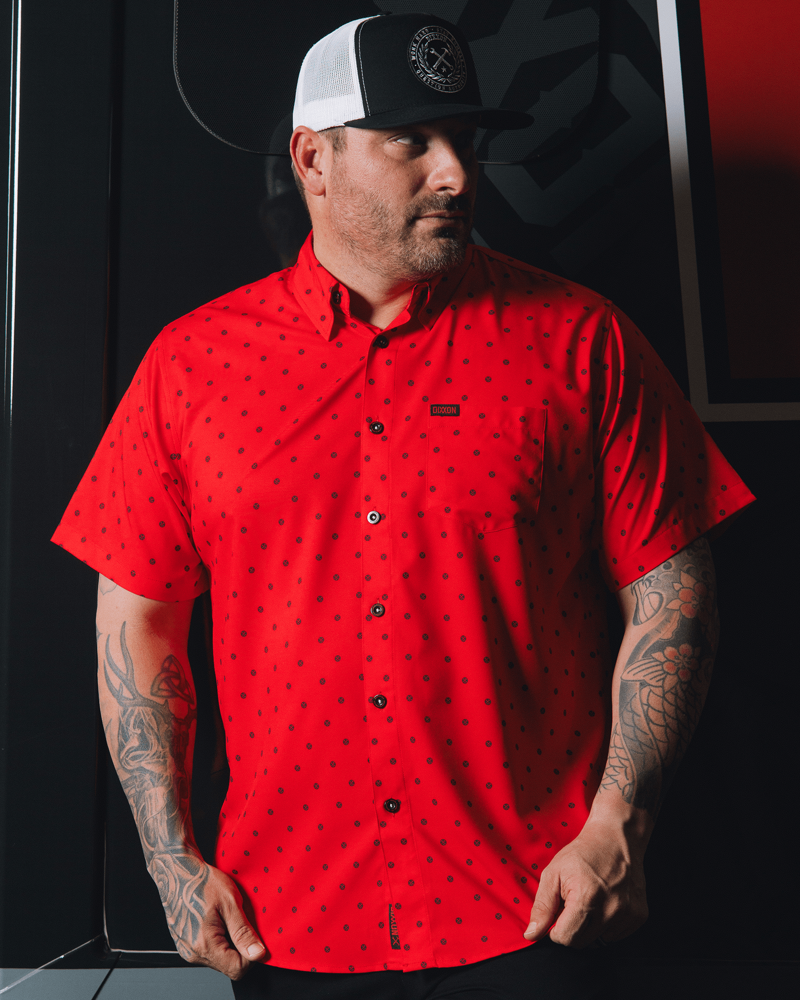 Black Polkacide Short Sleeve - Red - Dixxon Flannel Co.