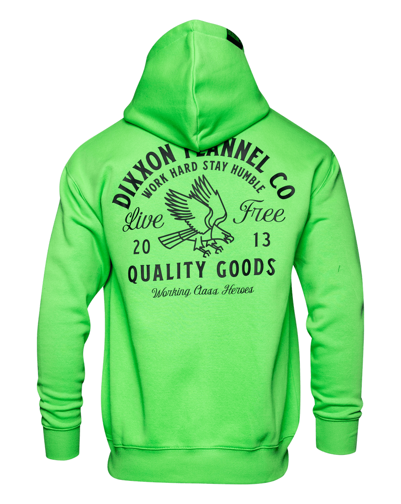 Black Quality Goods Zip Up Hoodie - Safety Green - Dixxon Flannel Co.