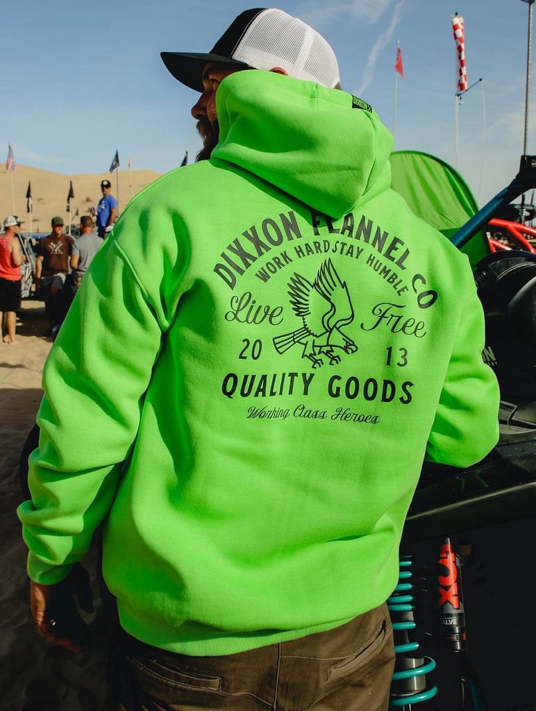 Black Quality Goods Zip Up Hoodie - Safety Green - Dixxon Flannel Co.