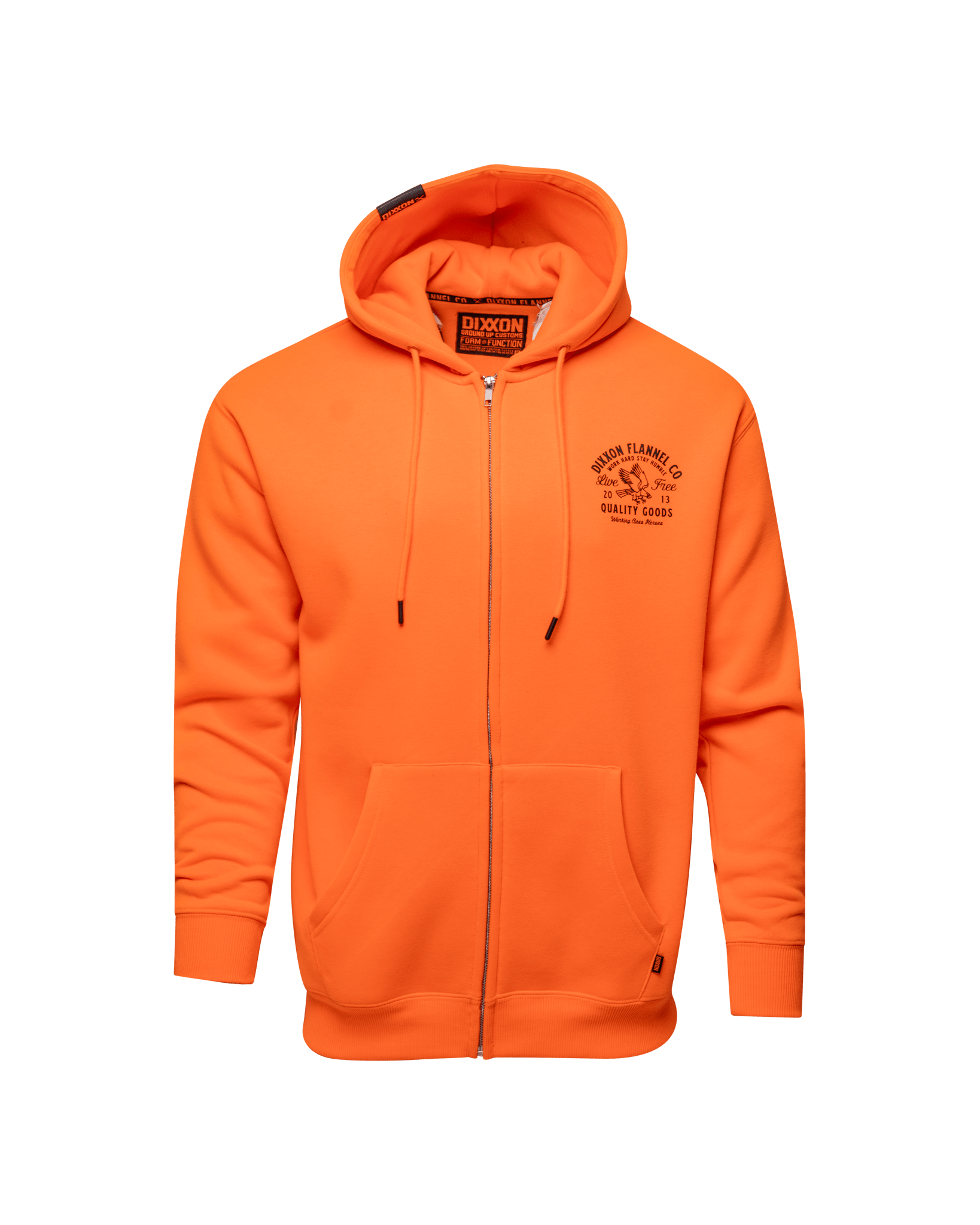 Black Quality Goods Zip Up Hoodie - Safety Orange - Dixxon Flannel Co.