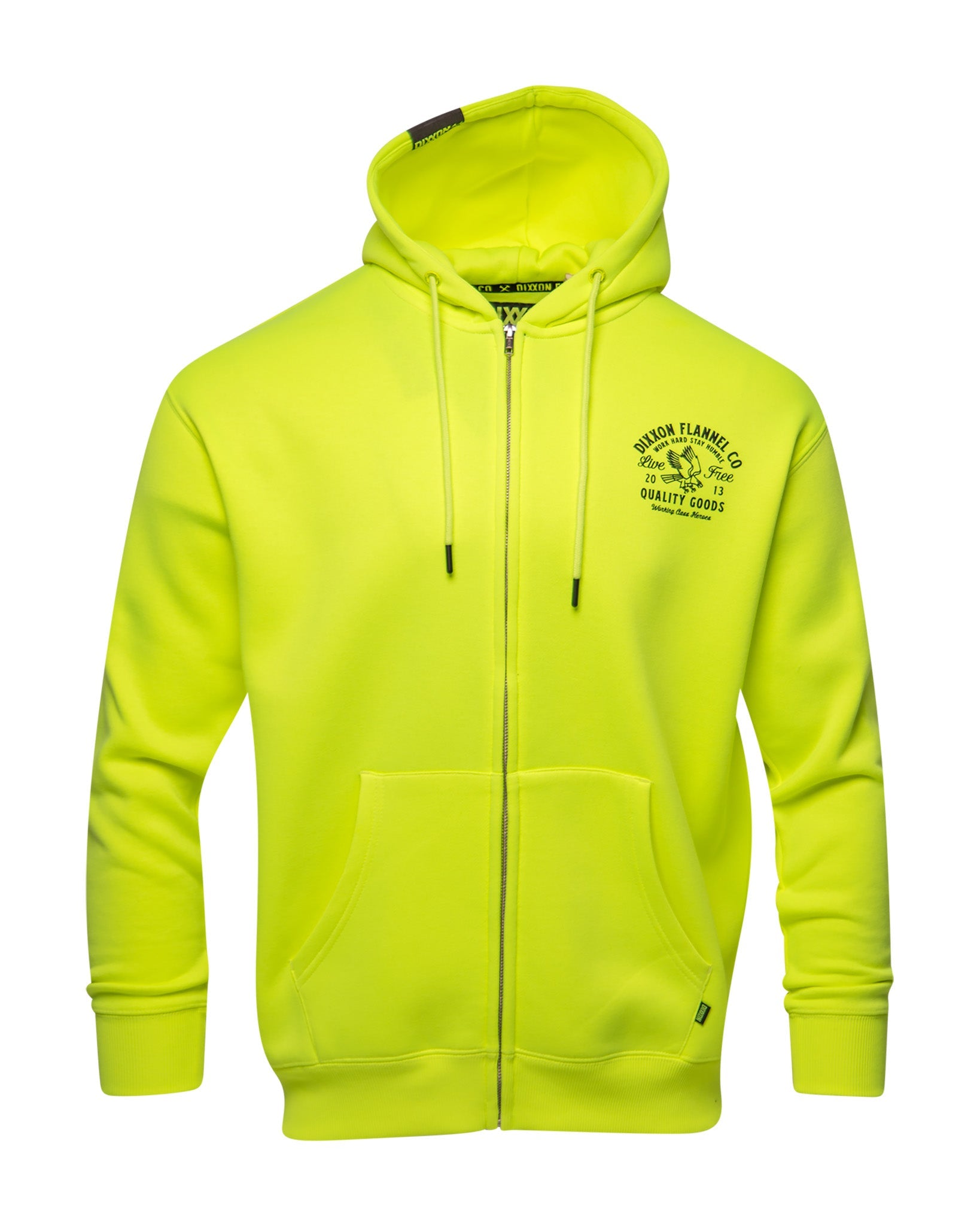 Black Quality Goods Zip Up Hoodie - Safety Yellow | Dixxon Flannel Co.