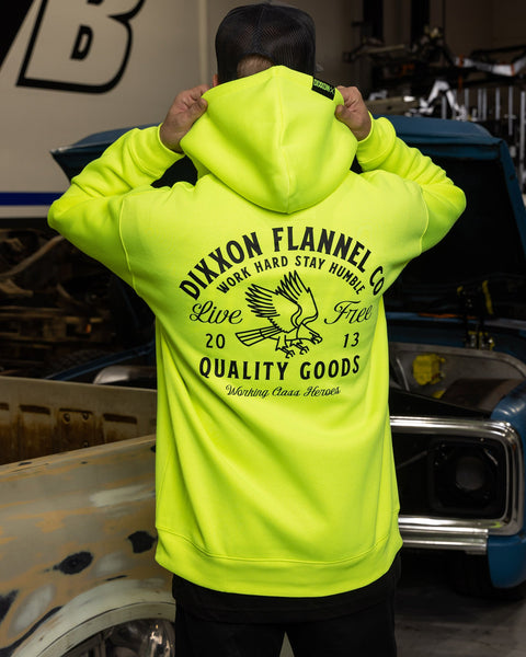 Black Quality Goods Zip Up Hoodie - Safety Yellow | Dixxon Flannel Co.