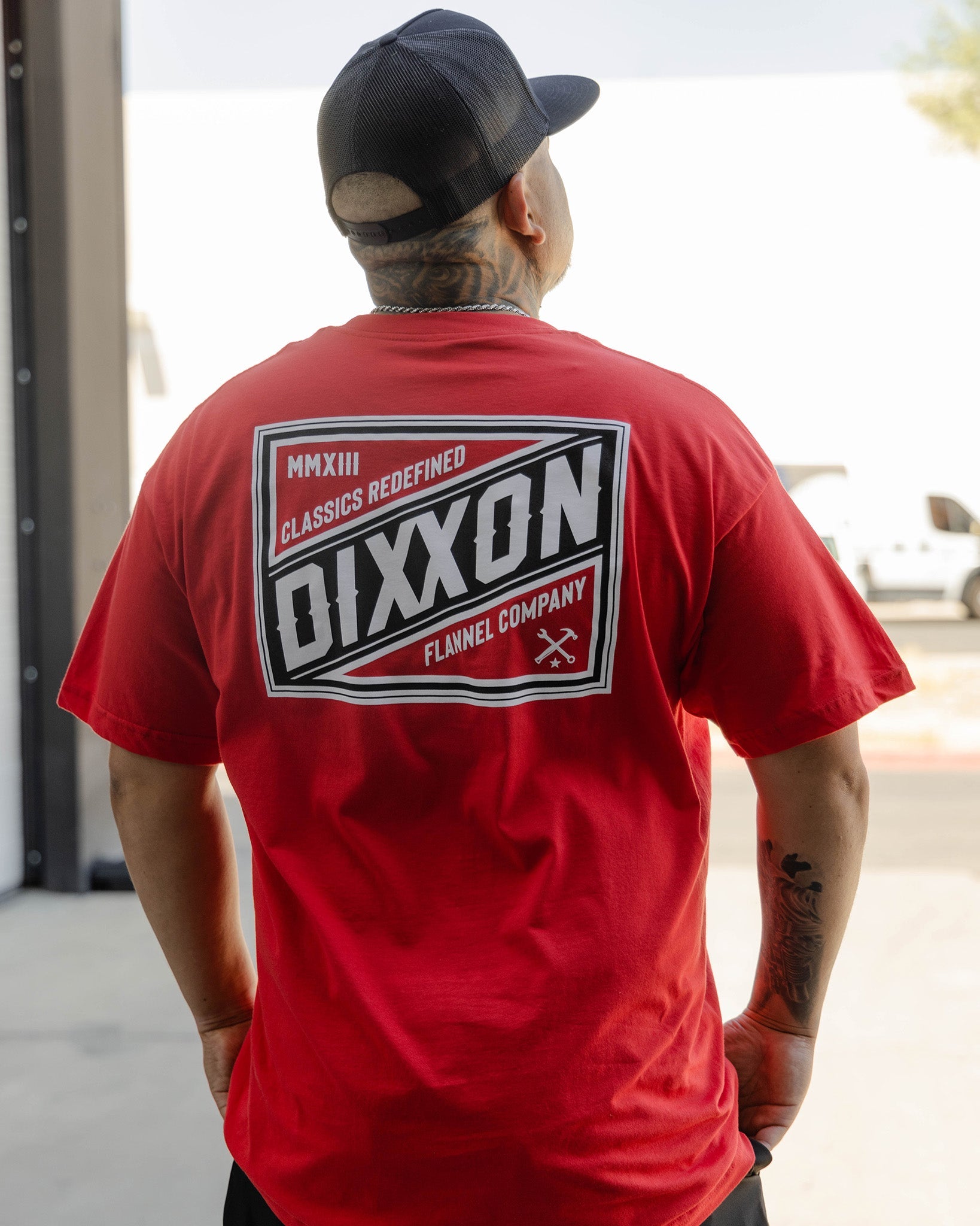 Black, Red, & White Classic Billboard T-Shirt - Red - Dixxon Flannel Co.