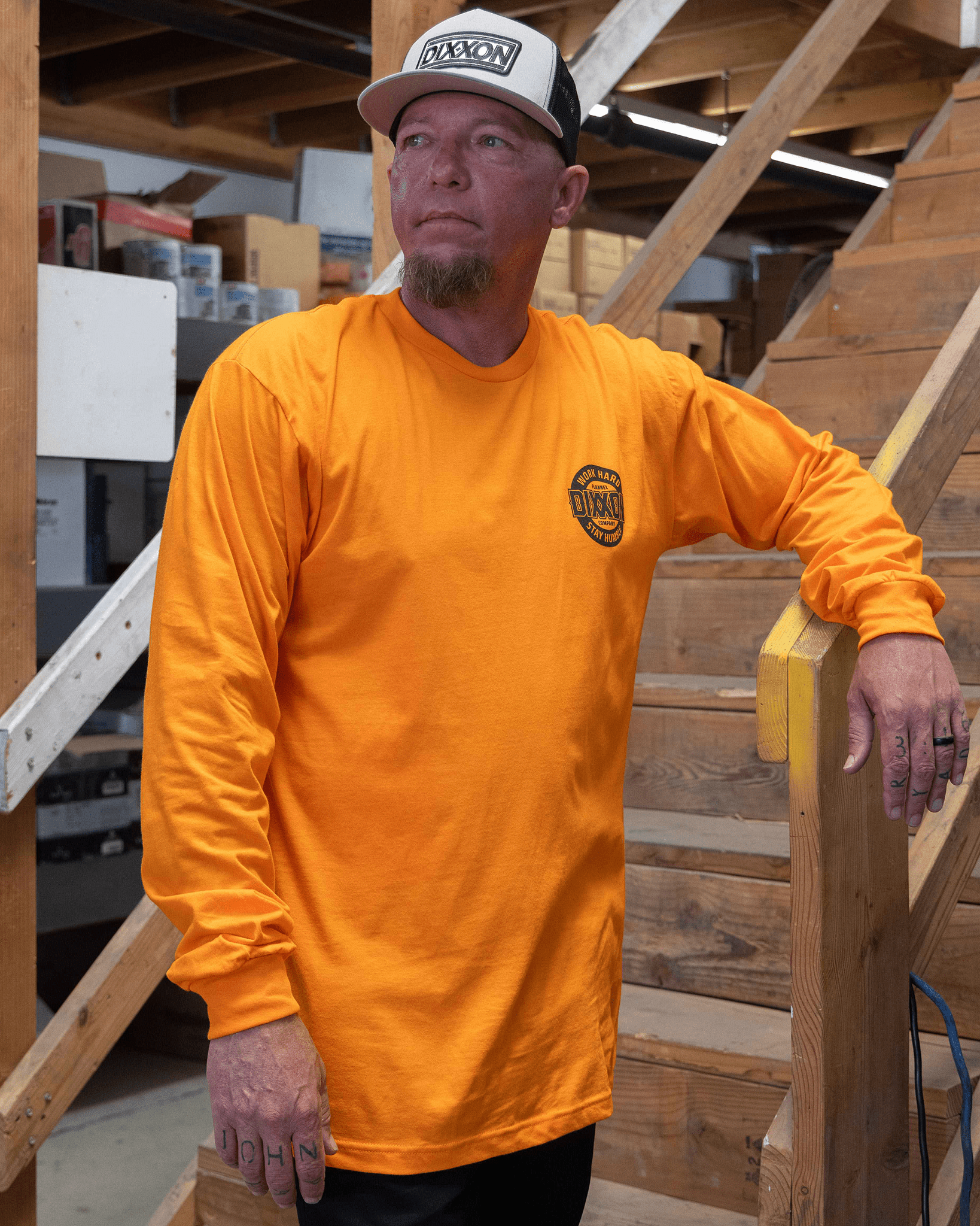 Black Resolute Long Sleeve T-Shirt - Safety Orange - Dixxon Flannel Co. view 3
