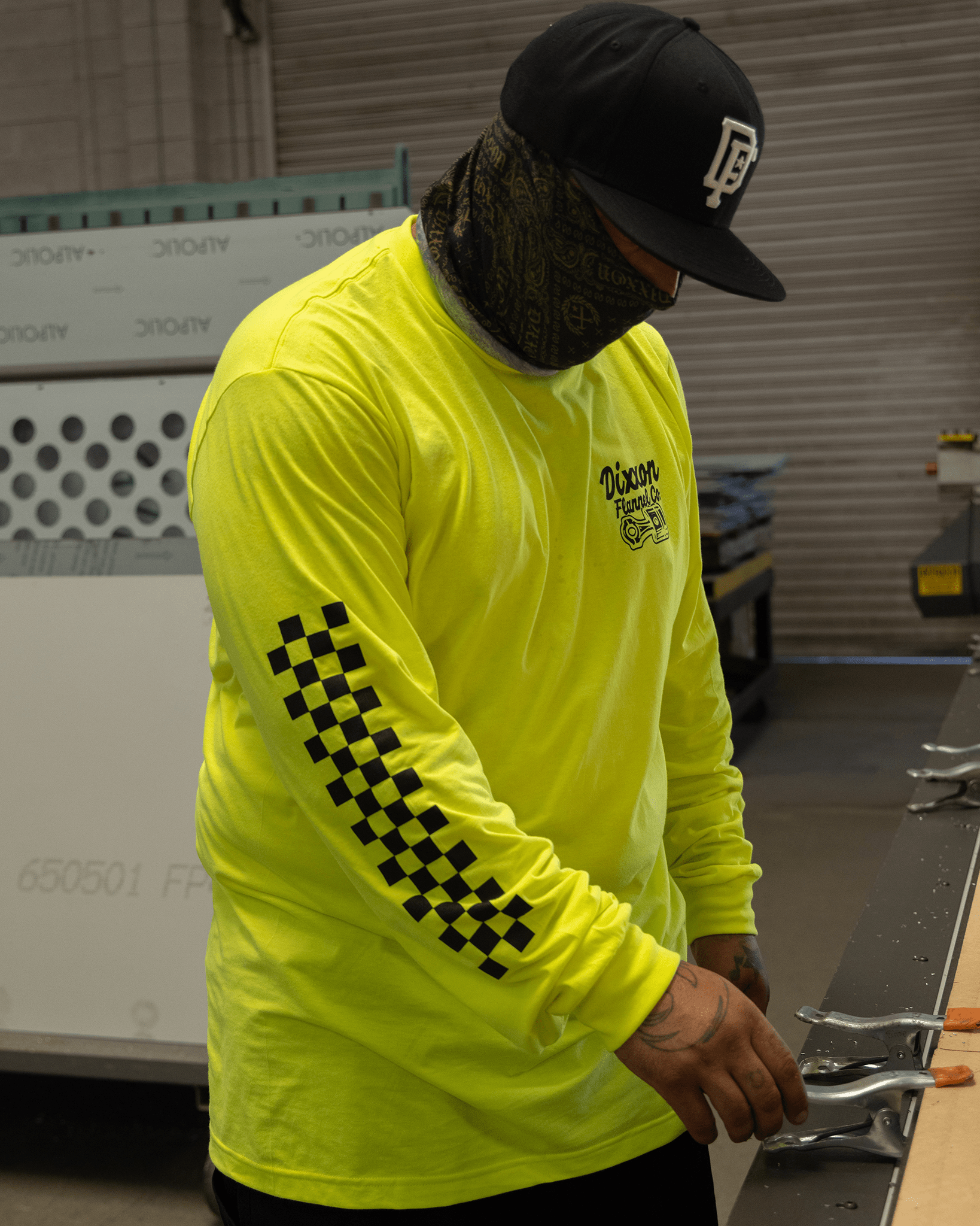 Black Rod Long Sleeve T-Shirt - Safety Yellow - Dixxon Flannel Co. view 3