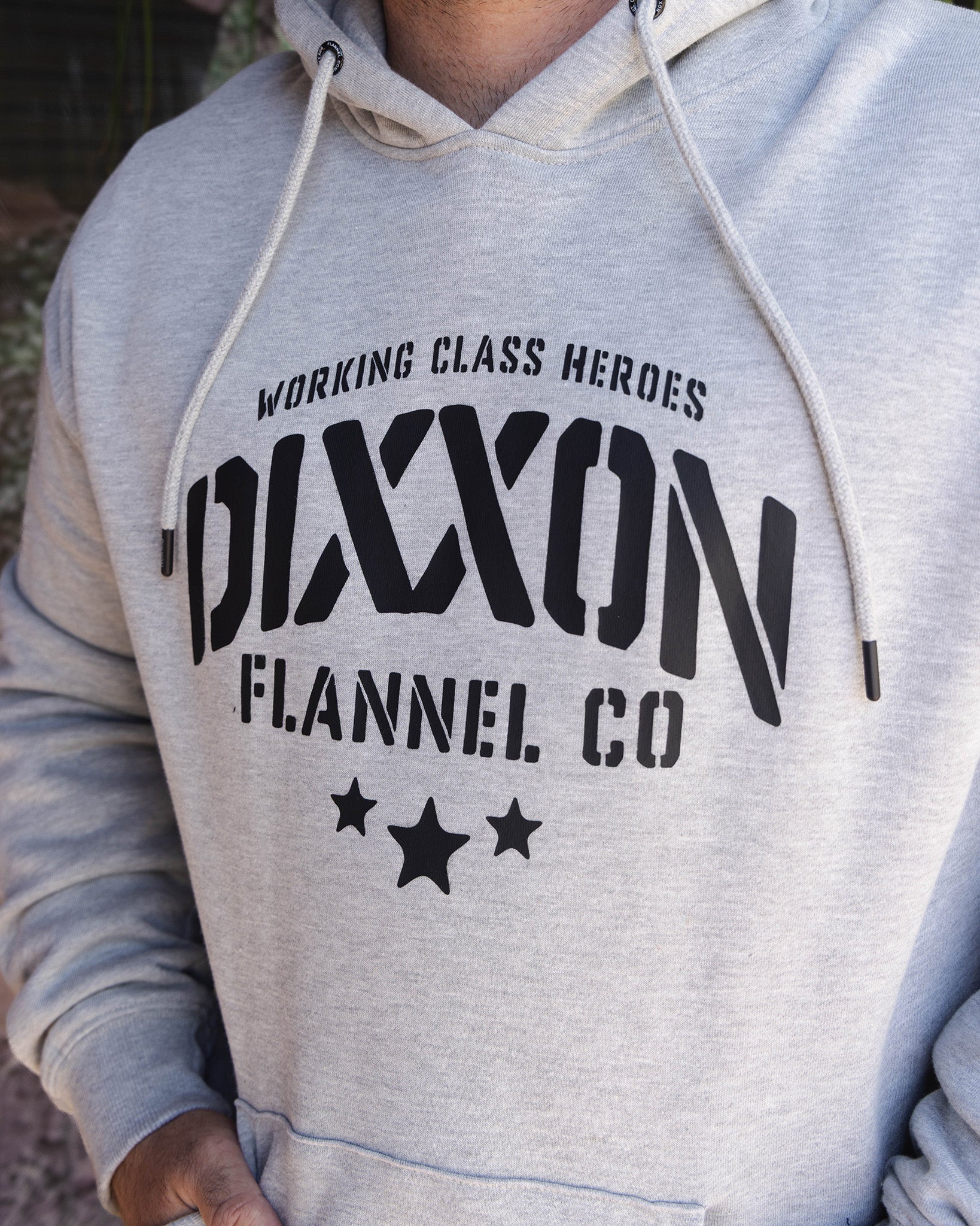 Black Stencil Pullover Hoodie - Heather Gray - Dixxon Flannel Co.