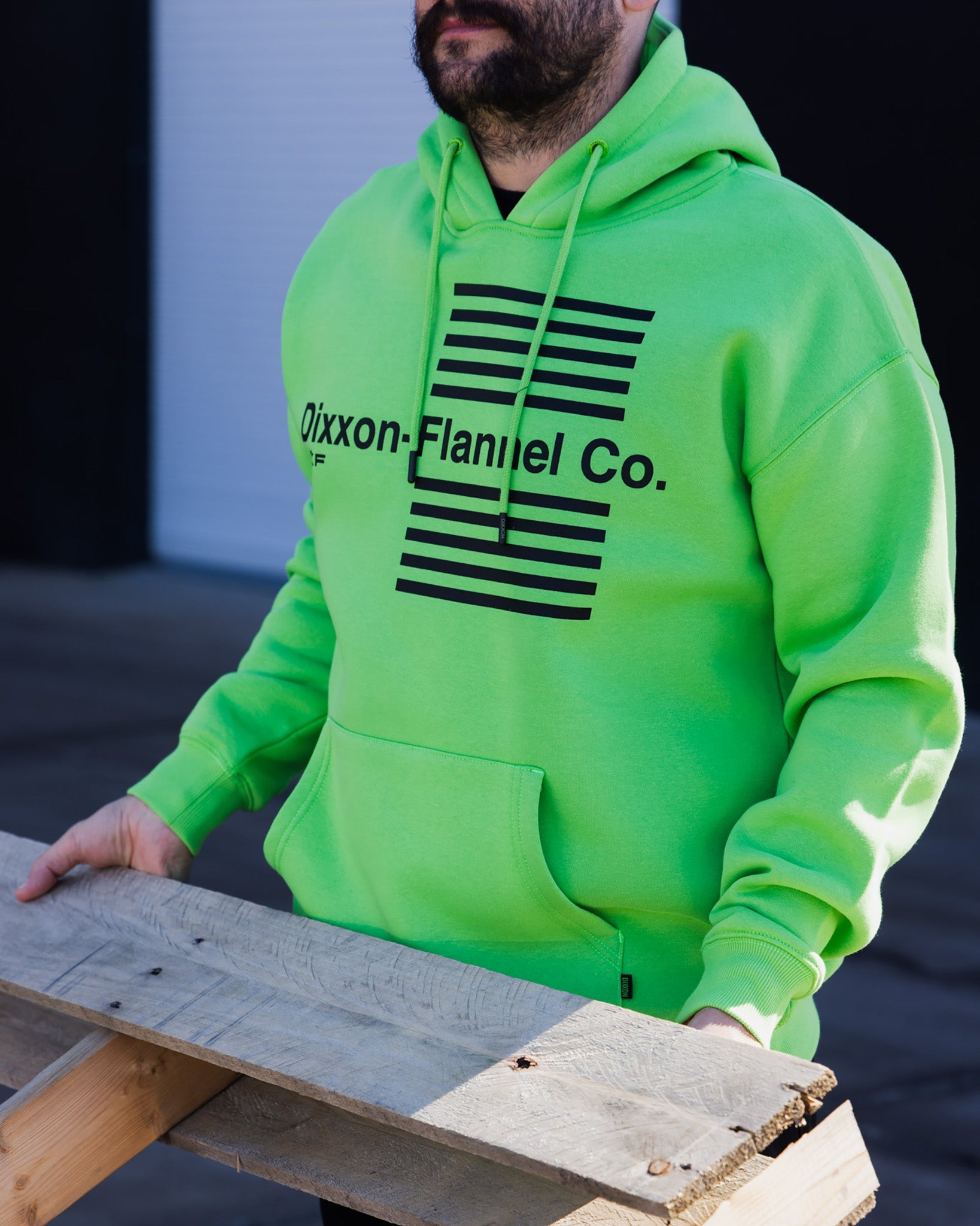 Black Streamline Pullover Hoodie - Safety Green - Dixxon Flannel Co.