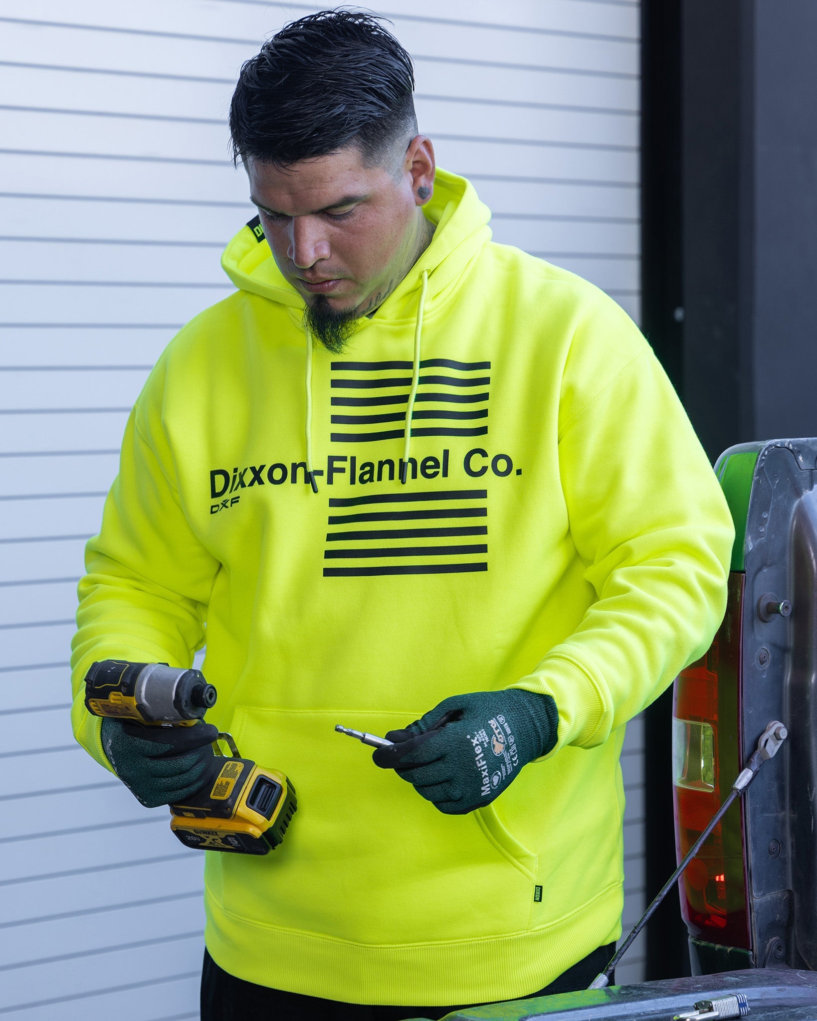 Men's Black Streamline Pullover Hoodie - Safety Yellow | Dixxon
