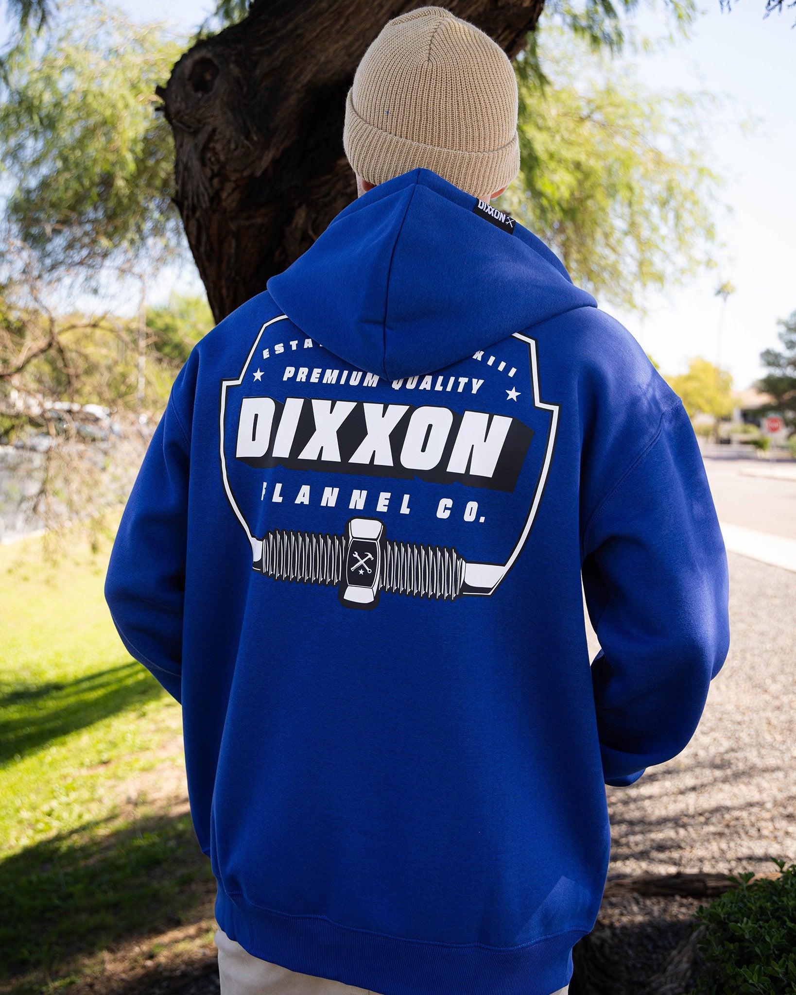 Black & White Grille Zip Up Hoodie - Blue - view 1