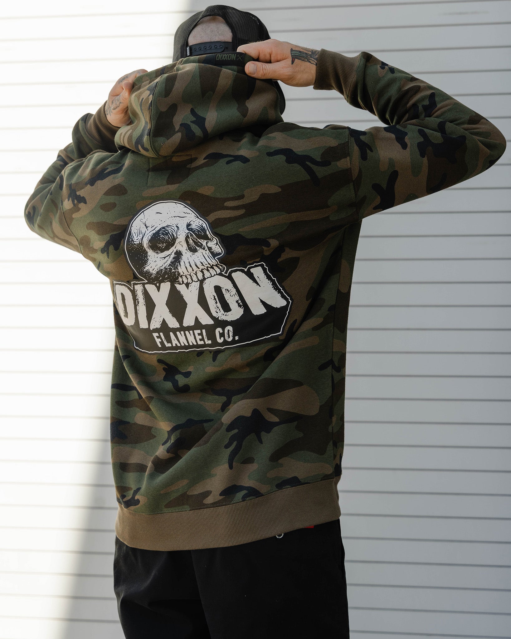 Black & White Valhalla Pullover Hoodie - Green Camo - Dixxon Flannel Co.