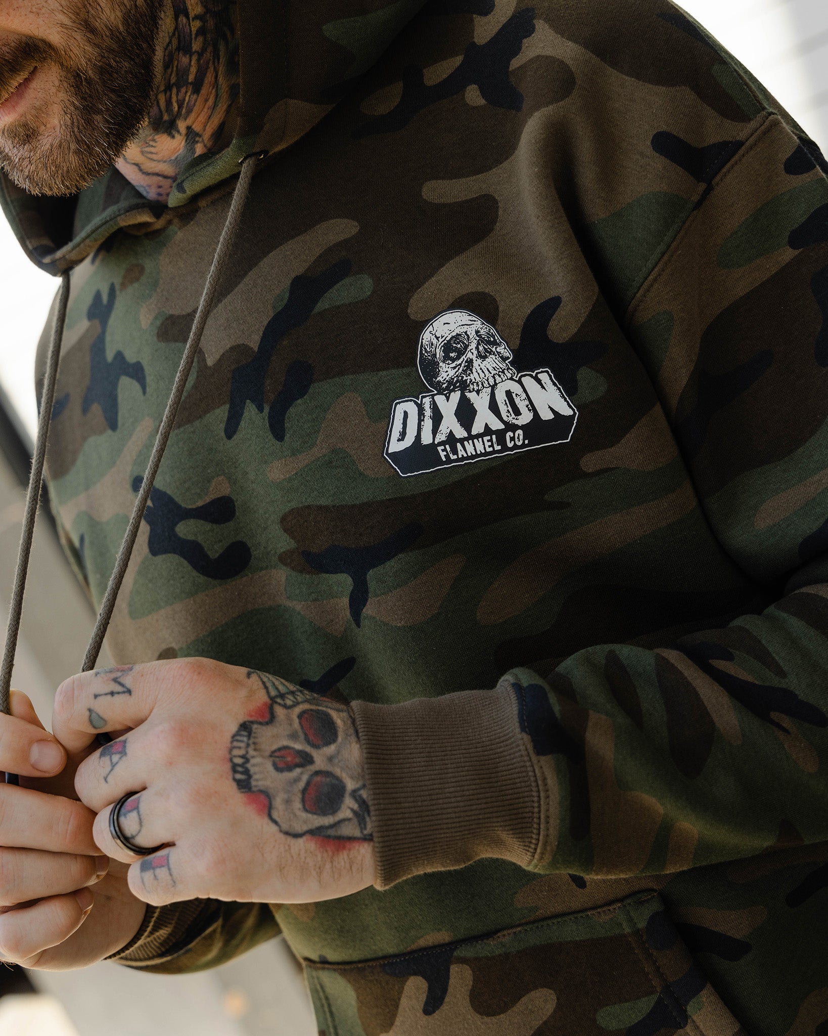 Black & White Valhalla Pullover Hoodie - Green Camo - Dixxon Flannel Co.