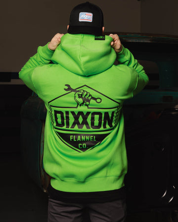 アイコンロゴ ナイロンブルゾン (ネオングリーン) Dixxon Black Working Class Hoodie - Safety Green | Shop Now