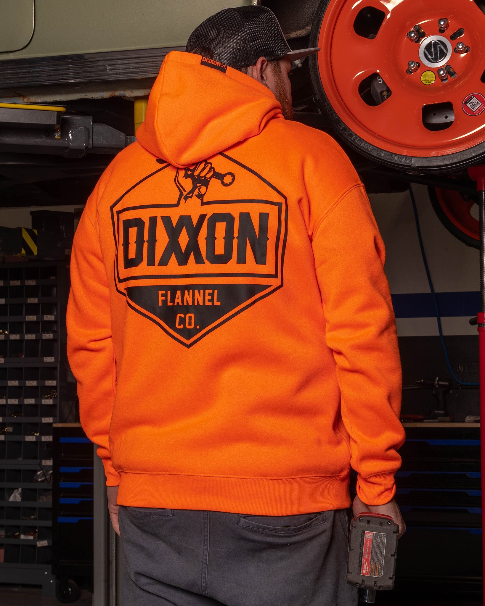Black Working Class Hoodie - Safety Orange | Dixxon Flannel