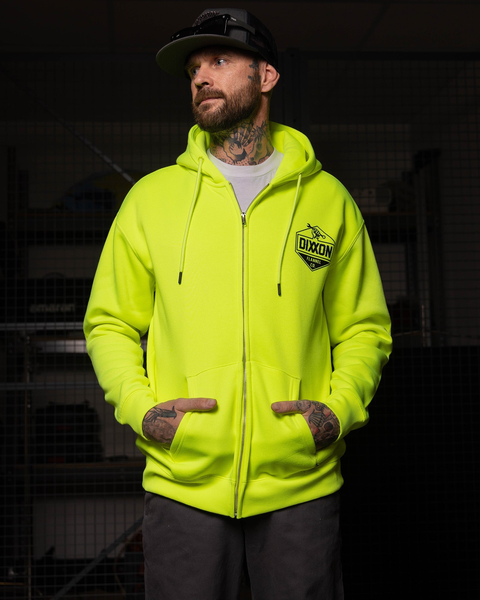 Dixxon Black Working Class Hoodie - Safety Yellow | Shop Now