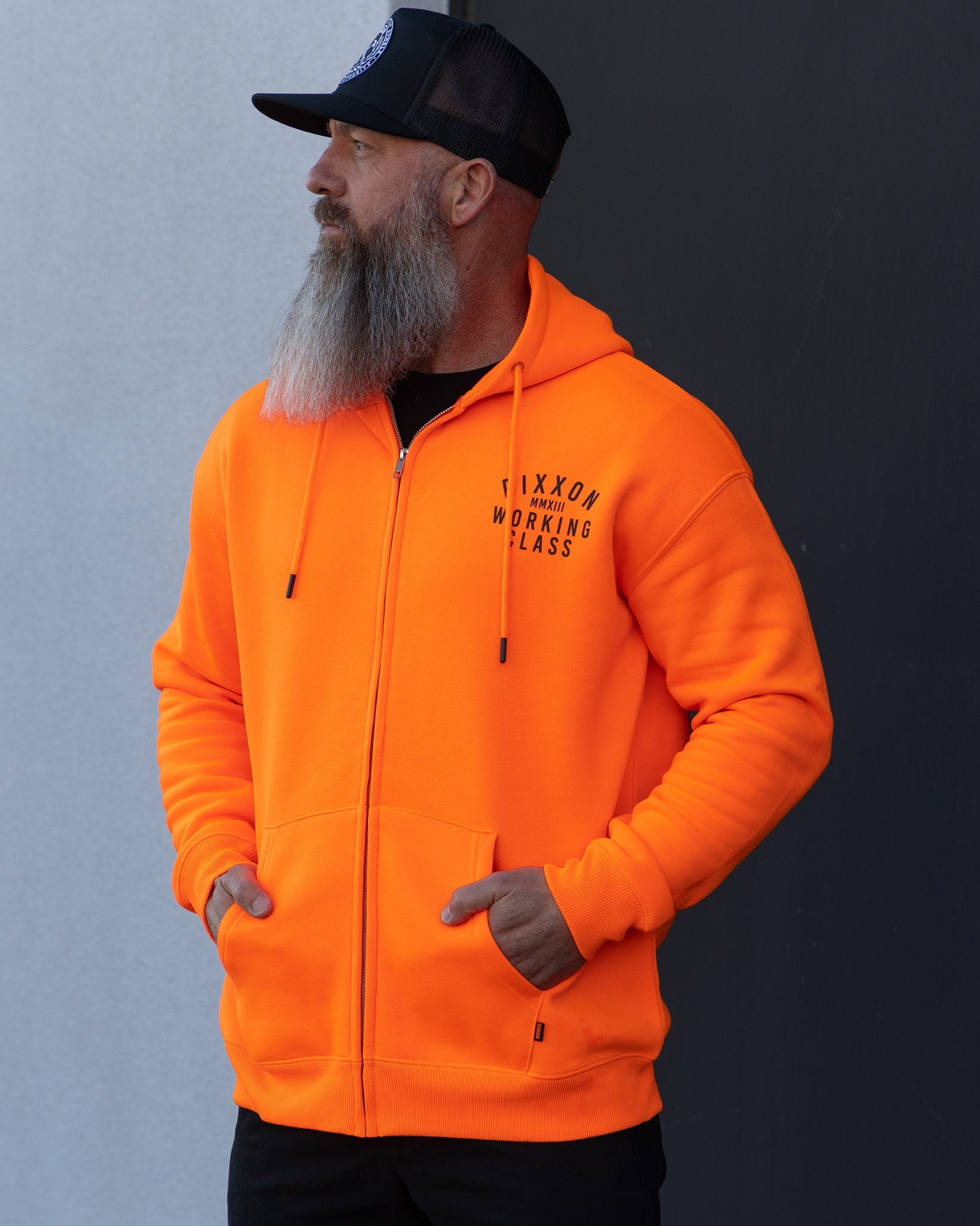 Black Working Class Zip Up Hoodie - Safety Orange | Dixxon Flannel Co.