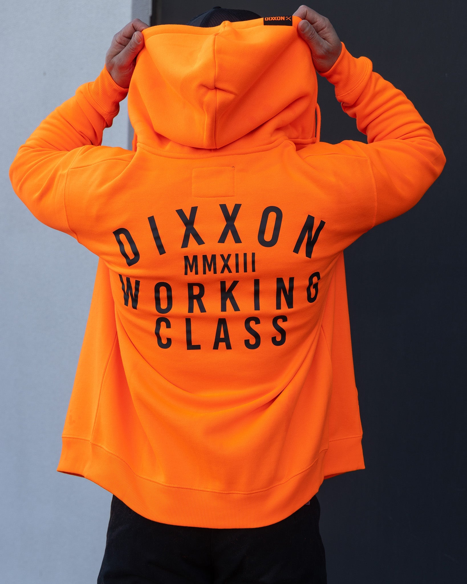 Black Working Class Zip Up Hoodie - Safety Orange - Dixxon Flannel Co.