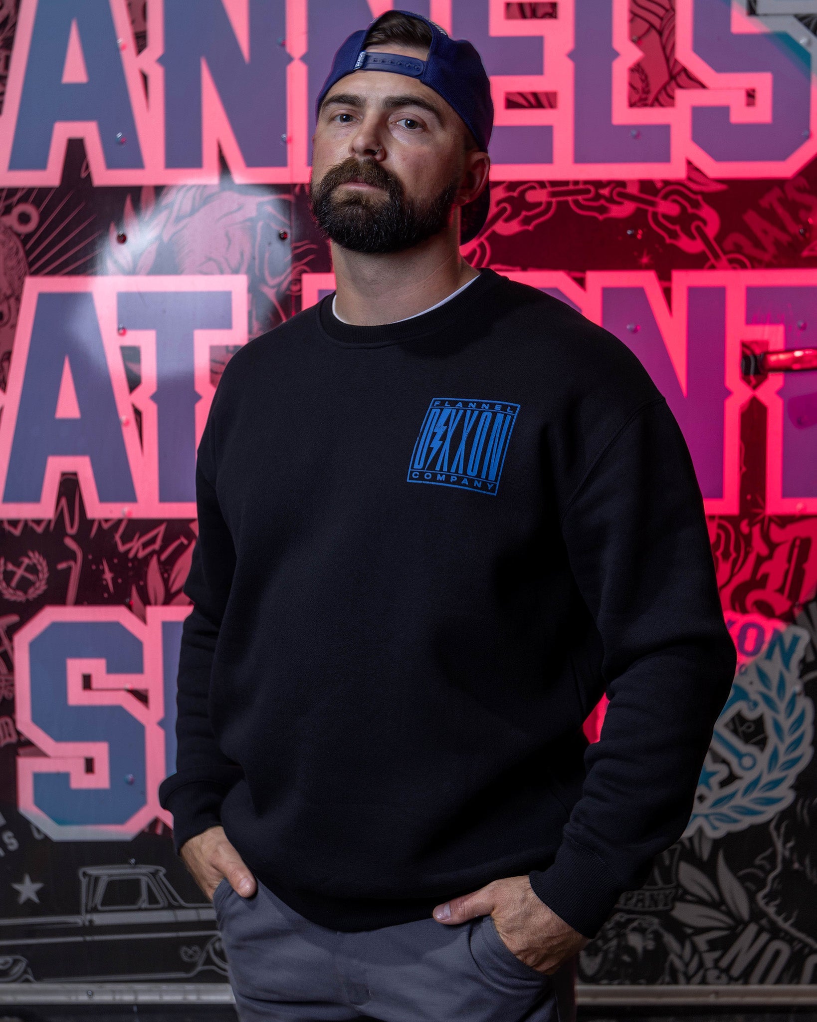 Blue Charged Crewneck Sweatshirt -Black | Dixxon Flannel Co.