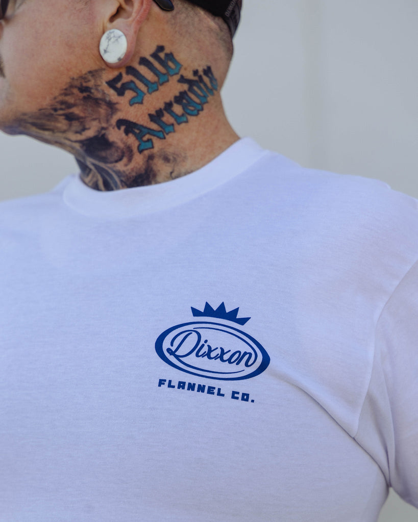 Blue Fortune Favors T-Shirt - White - Dixxon Flannel Co.