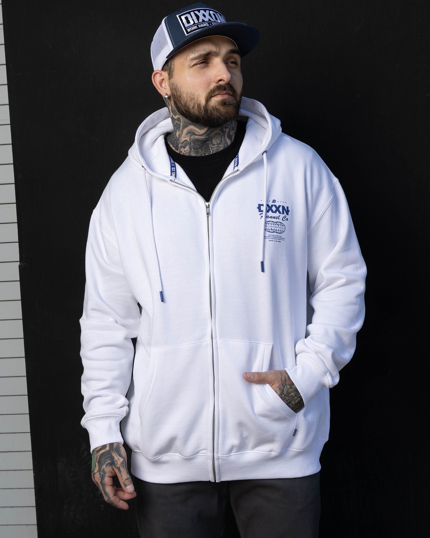 Dixxon Blue Tech Zip Up - White Hoodie: Shop Today